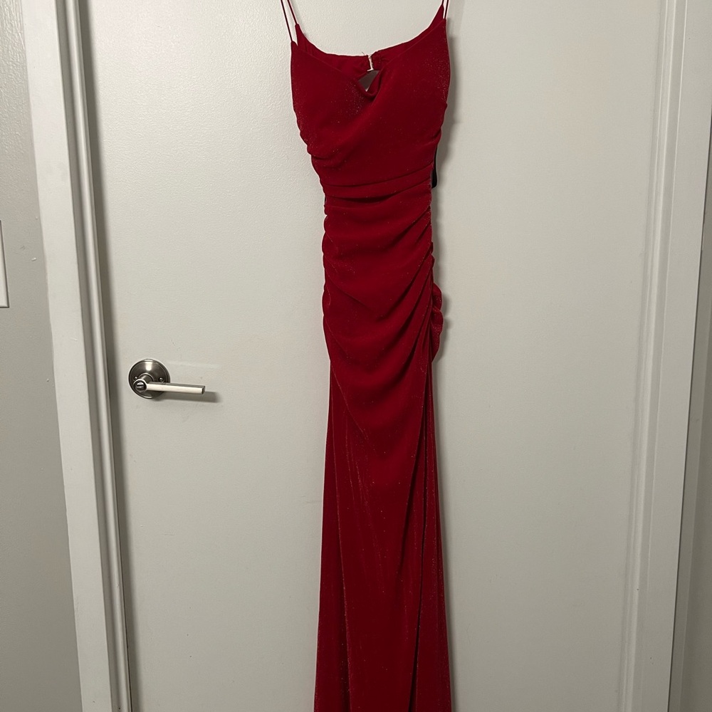Elegant Red Ruched Gown